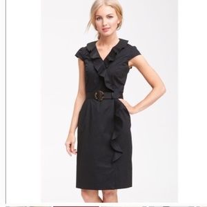 HOST PICK*TAHARI ARTUR LEVINE RUFLE V NECK DRESS SIZE 14